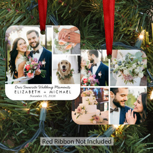 Adorno Metálico Nuestros Momentos Favoritos de Boda Foto Navidad