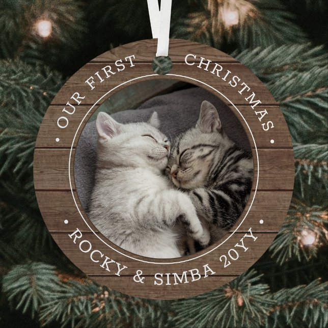 Adorno Metálico Nuestros primeros Navidades 2 Mascotas Foto Rustic (Subido por el creador)