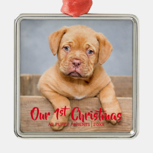 Adorno Metálico Nuestros primeros Navidades cachorro padres   Foto