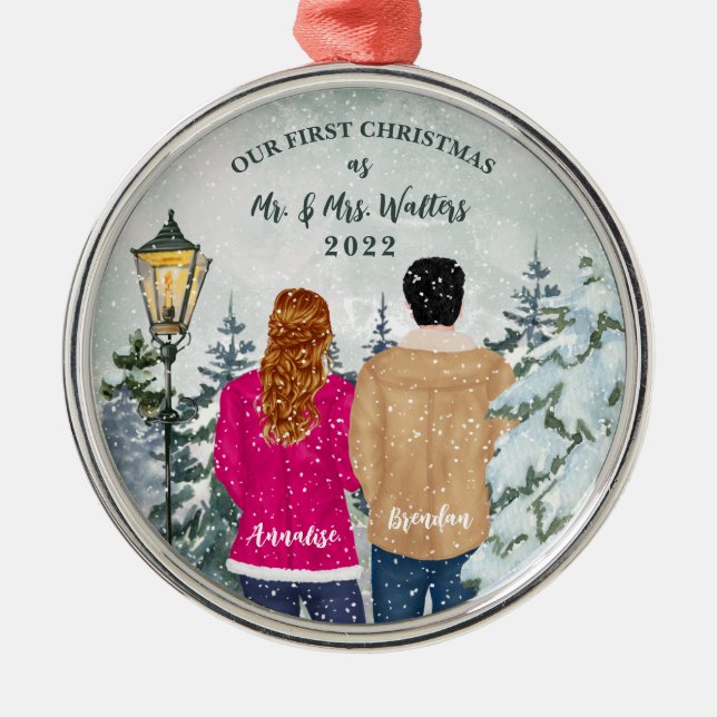 Adorno Metálico Nuestros primeros Navidades casados (Frente)