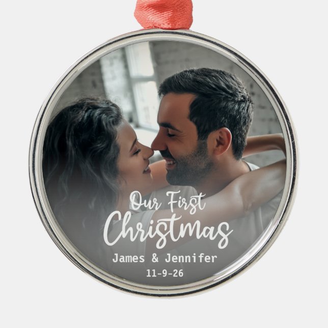 Adorno Metálico Nuestros primeros Personalizados de Navidad, apell (Frente)