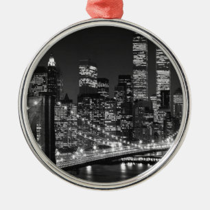 Adorno Metálico Nueva York en blanco y negro