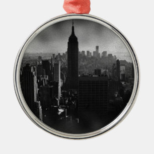 Adorno Metálico Nueva York en blanco y negro