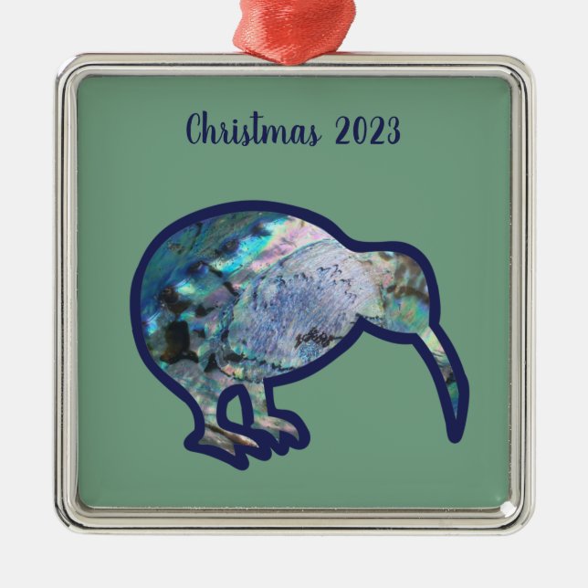 ADORNO METÁLICO NUEVA ZELANDA KIWI BIRD PAUA COLOR NAVIDAD PERSONA (Frente)