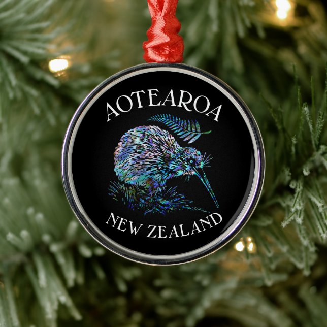 ADORNO METÁLICO NUEVA ZELANDIA KIWI PAUA NAVIDAD ORNAMENTE (Árbol)