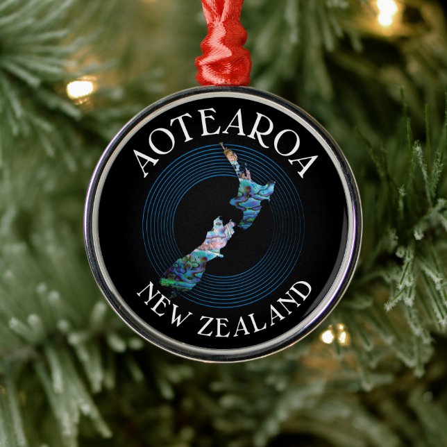ADORNO METÁLICO NUEVA ZELANDIA MAPA PAUA NAVIDAD ORNAMENTE (Árbol)