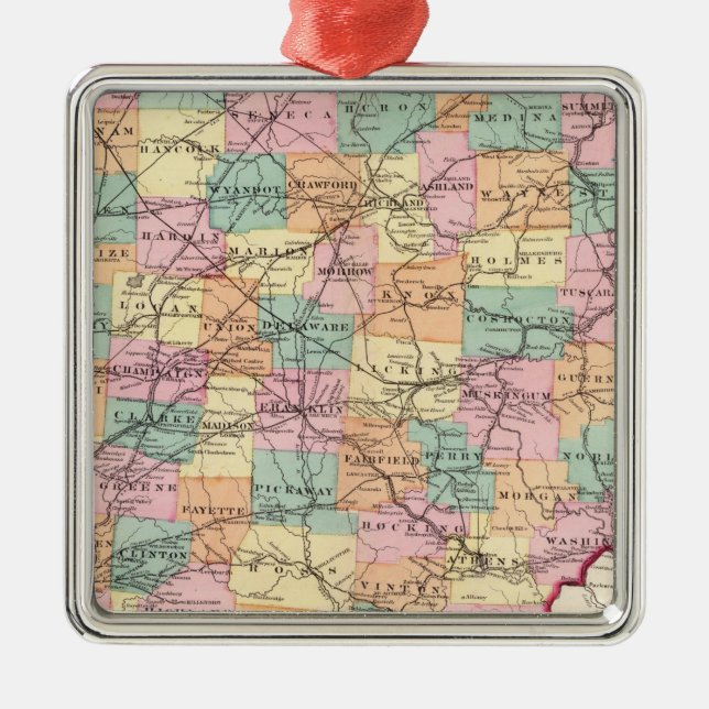 Adorno Metálico Nuevo mapa de ferrocarril del estado de Ohio (Frente)
