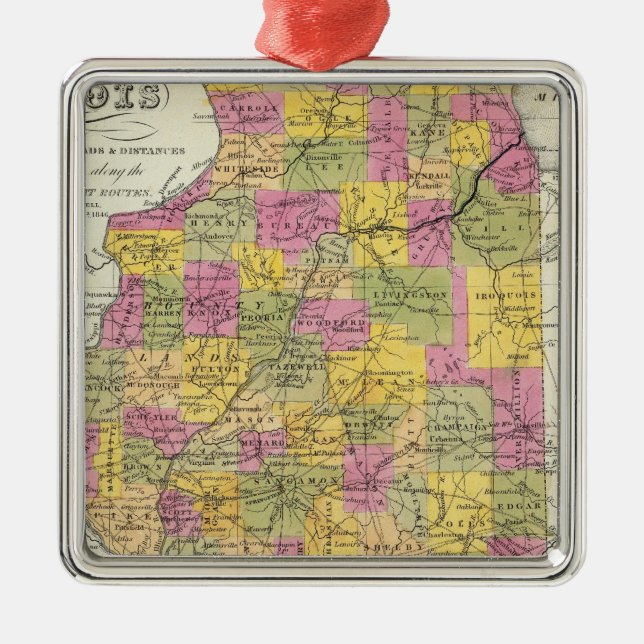 Adorno Metálico Nuevo mapa de Illinois (Frente)
