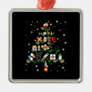 Adorno Metálico Nurse Gift   Equipo de enfermería Árbol de Navidad