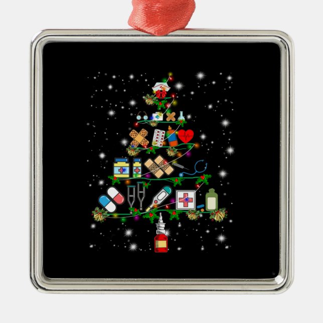 Adorno Metálico Nurse Gift | Equipo de enfermería Árbol de Navidad (Frente)