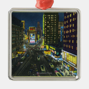 Adorno Metálico NYC, nuevo YorkView del Times Square en la noche #