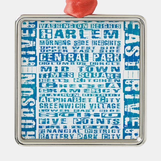 Adorno Metálico NYC Vecindarios Azul (Frente)