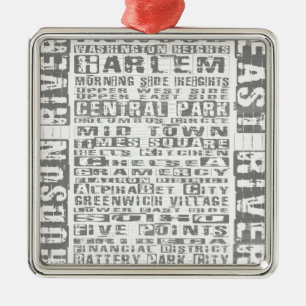 Adorno Metálico NYC Vecindarios Gris