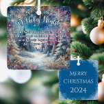 Adorno Metálico O Holy Night Winter Woodland John 1:14 Navidades<br><div class="desc">Este hermoso adorno religioso de Navidad trae la maravilla de la noche sagrada a tu casa. Con una caprichosa escena de bosques de invierno y el elegantemente escrito "O Holy Night", evoca la serenidad y alegría del nacimiento de Cristo. El verso de Juan 1:14 sirve como un recordatorio sincero de...</div>