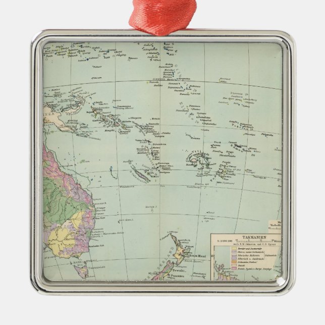 Adorno Metálico Oceanien - mapa del atlas de Oceanía (Frente)