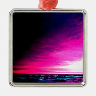 Adorno Metálico Océano y atardecer colorido y tranquilo