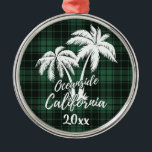 Adorno Metálico Oceanside Beach California Palm Tree Green Plage<br><div class="desc">Ornamento dorado de césped verde de palmeras de California en Oceanside Beach</div>