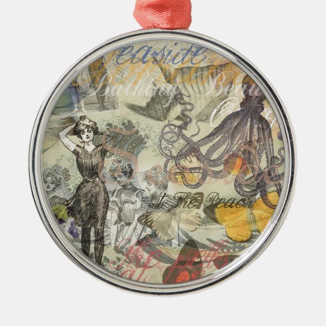 Adorno Metálico Octopus Beach Antique Coastal Steampunk (Frente)