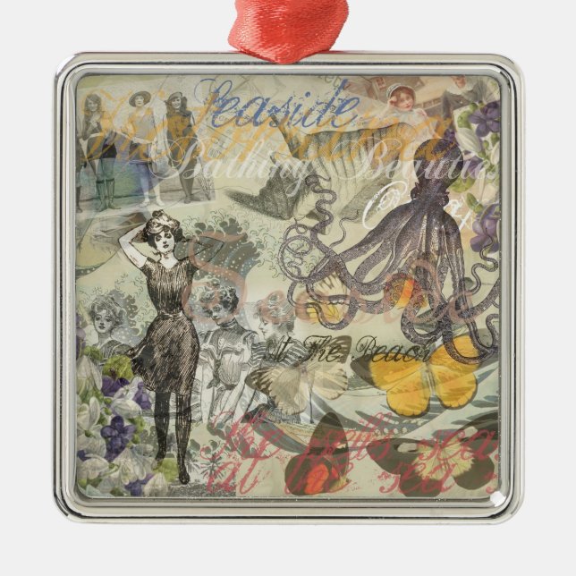 Adorno Metálico Octopus Beach Antique Coastal Steampunk (Frente)