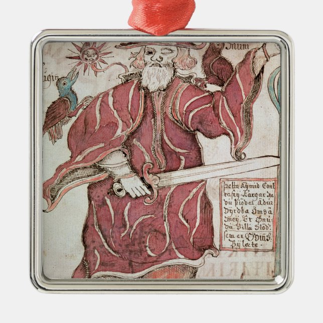 Adorno Metálico Odin, con sus dos cuervos, Hugin y Munin (Frente)