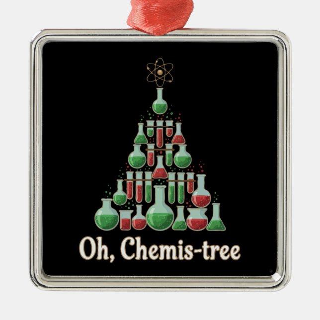 Adorno Metálico Oh Chemis-tree Funny Science Chemistry Christmas  (Frente)