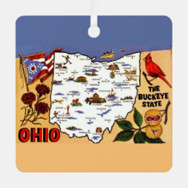 Adorno Metálico  Ohio Buckeye State Postcard Ornament