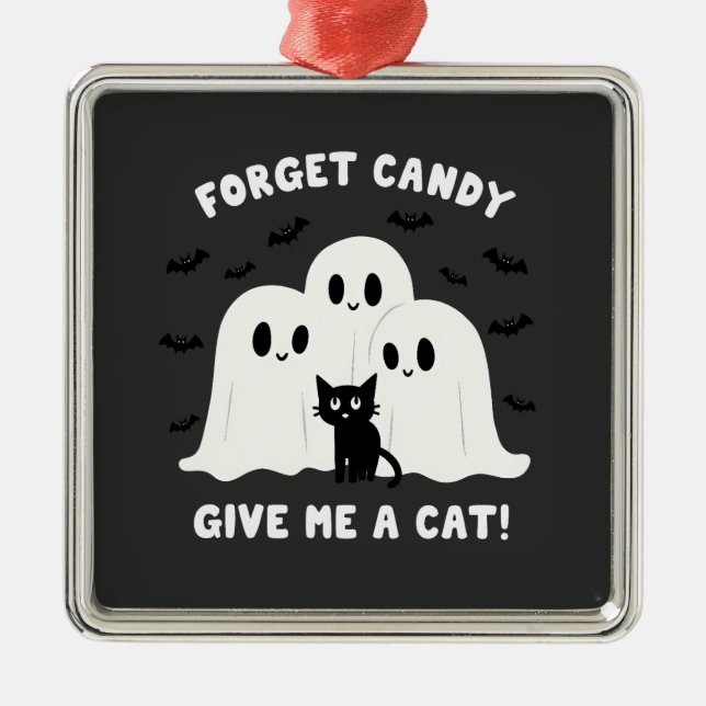 Adorno Metálico Olvídate Del Velo, Dame Un Halloween De Gato Fanta (Frente)