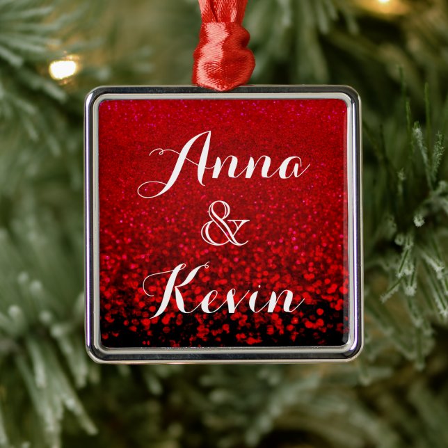 Adorno Metálico Ombre purpurina rojo y negro (Árbol)