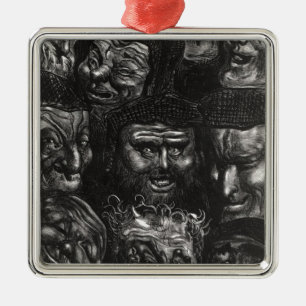 Adorno Metálico Once caras grotescas