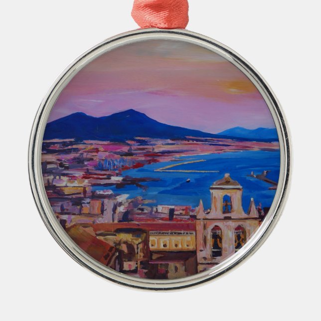 Adorno Metálico Opinión maravillosa de la ciudad de Nápoles con el (Frente)