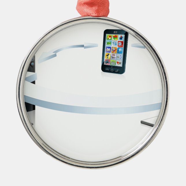 Adorno Metálico Ordenador portátil y teléfono celular conectando (Frente)