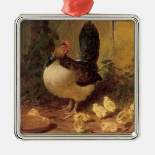 Adorno Metálico Orgullosa gallina y sus pollitos (pollitos)