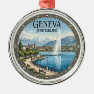 Adorno Metálico Orilla del lago de Ginebra y Jet d'Eau Suiza
