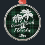 Adorno Metálico Ormond Beach Florida Palm Tree Green Plage<br><div class="desc">Ornamento de la Placa Verde Ormond Beach Florida Palm Tree</div>