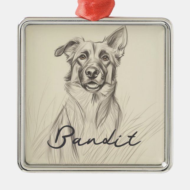 Adorno Metálico Ornament German Shepard (Frente)