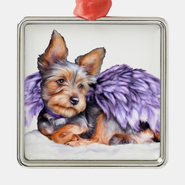 Adorno Metálico Ornament Yorkie Angel Terrier Yorkie (Frente)