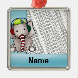 Adorno Metálico Ornamento, foto y elefante Candycane de la