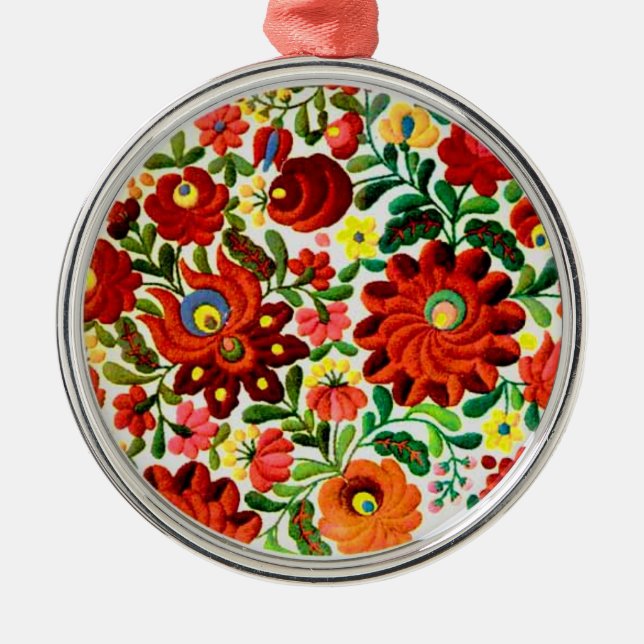 Adorno Metálico ornamento, húngaro, bordado, kalocsai (Frente)