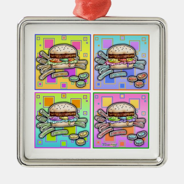 Adorno Metálico ORNAMIENTO DE CAMBIO DE Pop Art HAMBURGER (Frente)