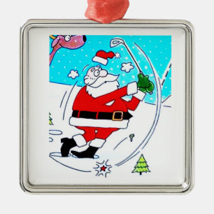 ADORNO METÁLICO *ORNAMIENTO DE GOLFING SANTA* CHRISTMAS