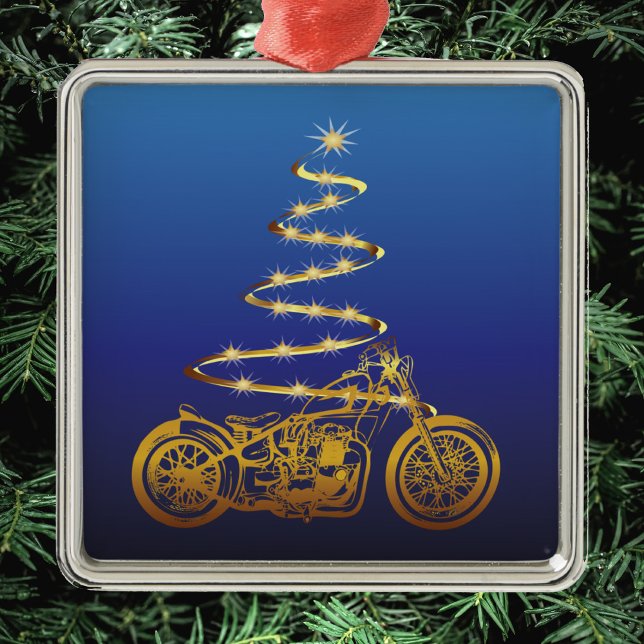 Adorno Metálico oro de árbol de navidad de motocicleta y azul (Subido por el creador)