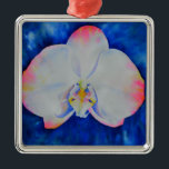 Adorno Metálico Orquídea floral de color rosa rosa blanco elegante<br><div class="desc">Elegante y romántico cuadro de acuarela de orquídeas rosa y blanco de H Cooper</div>