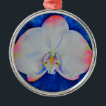 Adorno Metálico Orquídea Rubor rosa<br><div class="desc">Elegante y romántico cuadro de acuarela de orquídeas rosa y blanco de H Cooper</div>