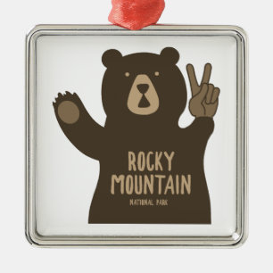 Adorno Metálico Oso de la Paz del Parque Nacional Montañas Rocosas
