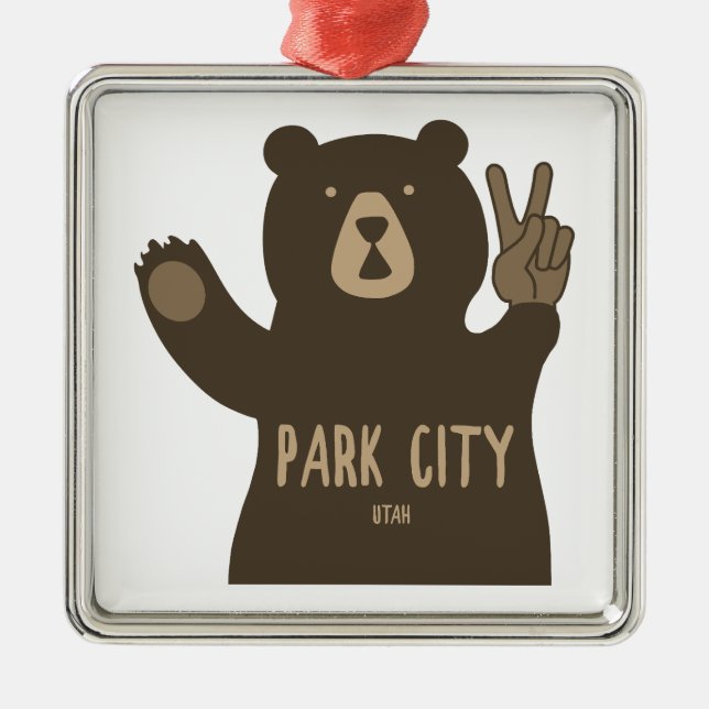 Adorno Metálico Oso de Paz de Park City Utah (Frente)