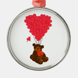 Adorno Metálico Oso de peluche y globos cardíacos