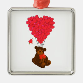 Adorno Metálico Oso de peluche y globos cardíacos