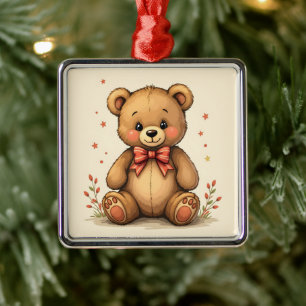 Adorno Metálico Oso marrón pequeño adorable y lindo con corbata