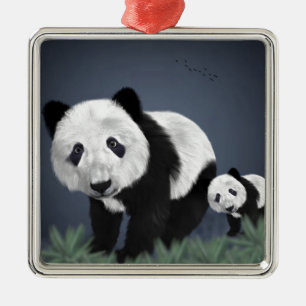 Adorno Metálico oso panda lindo adorable animal negro blanco dulce