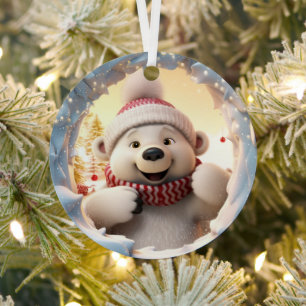 Adorno Metálico Oso Polar de Navidades de Invierno 3D festivos